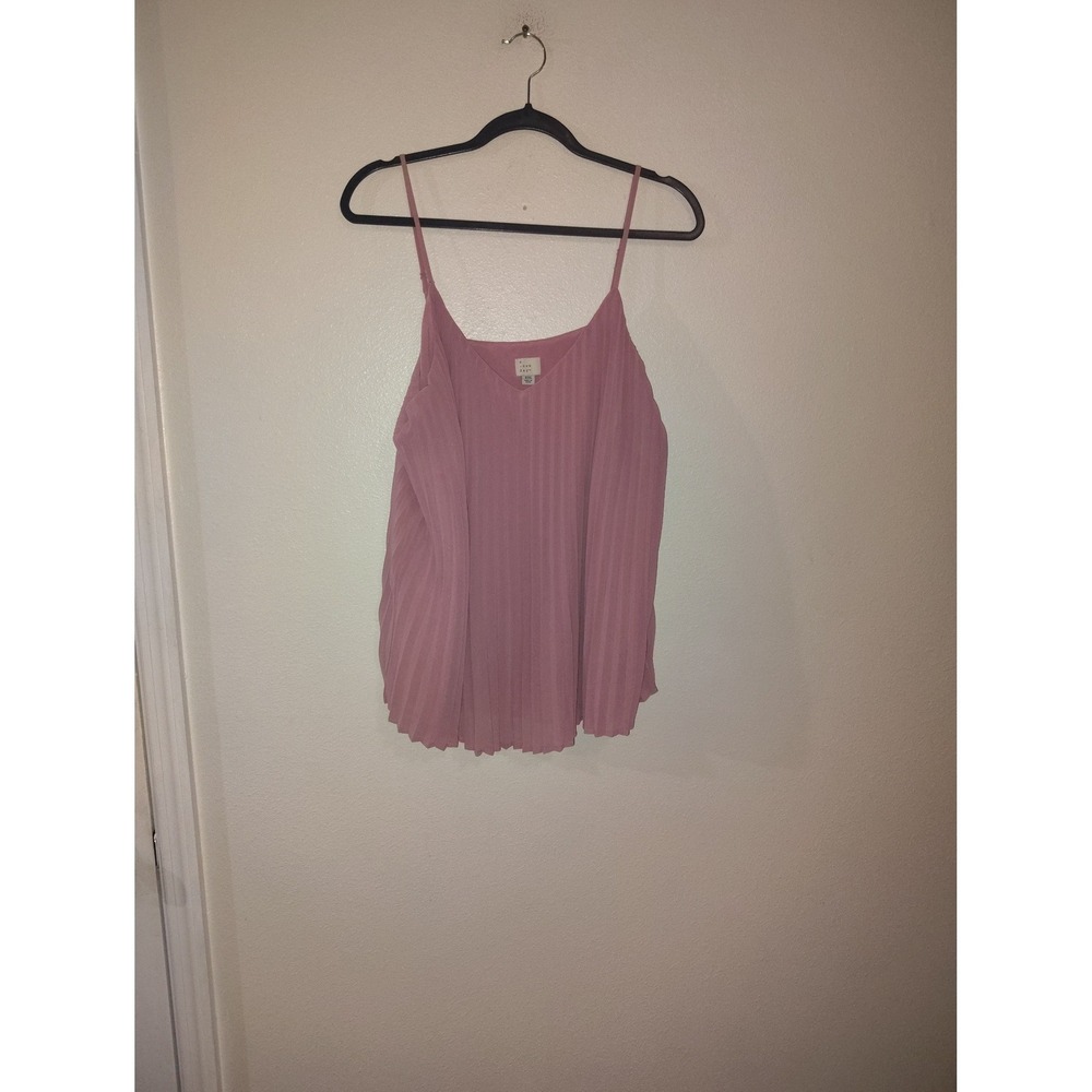 A New‎ Day Mauve Pink Pleated Camisole V-Neck Spaghetti Strap Tank Top XXL
